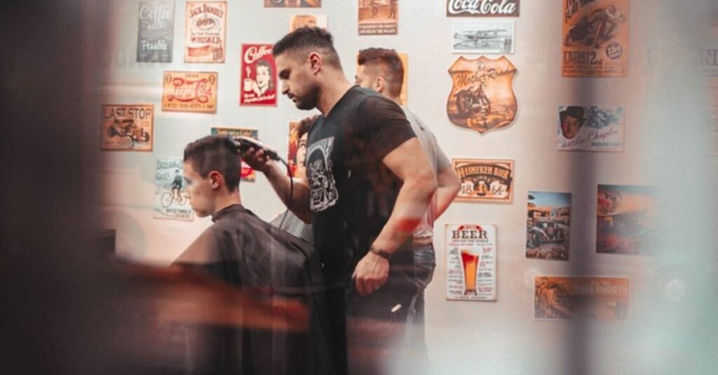 trendy men hairstyle with clean sides