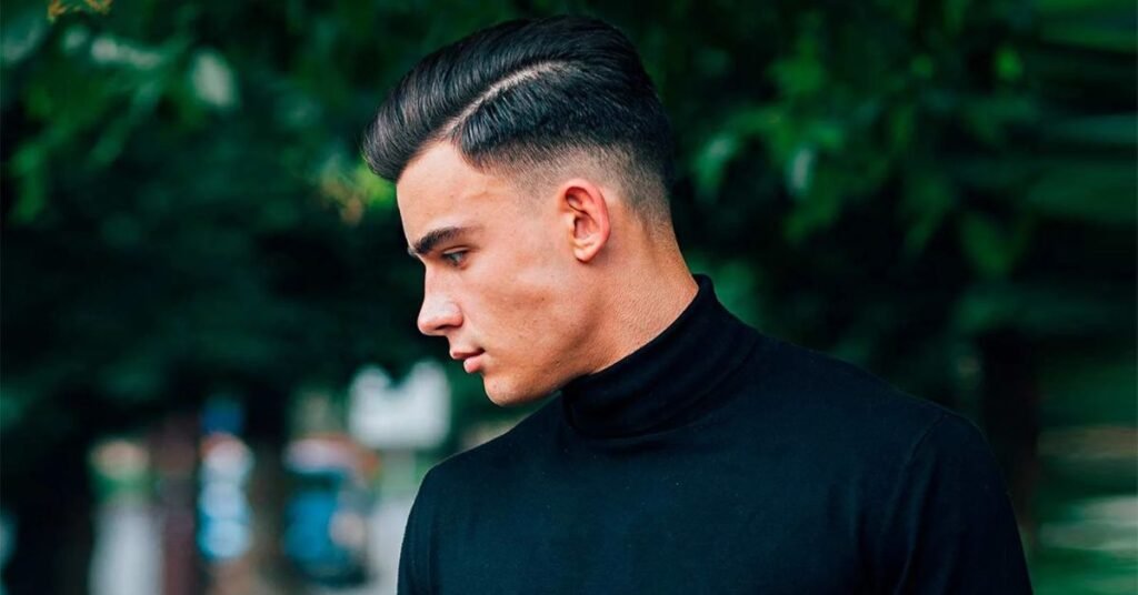 Textured mid fade comb over for casual look